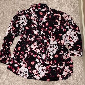 Apt. 9 Black and Pink Floral Tunic